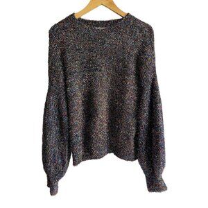 Do + Be Size Small Black Sparkle Multicolor Pullover Crewneck Sweater Holiday